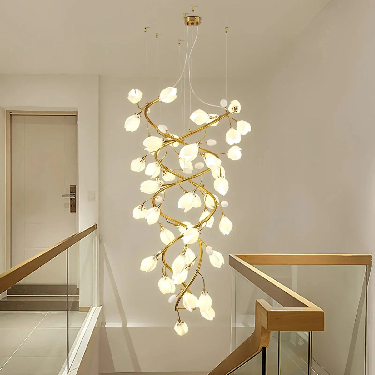 Lysandra Flower staircase chandelier - Zelno Lighting
