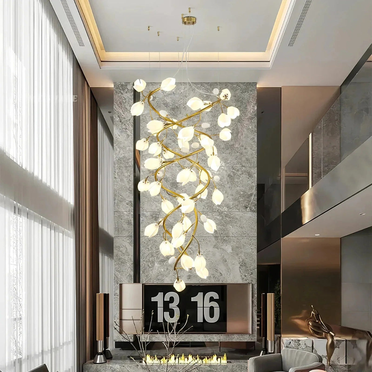 Lysandra Flower staircase chandelier - Zelno Lighting