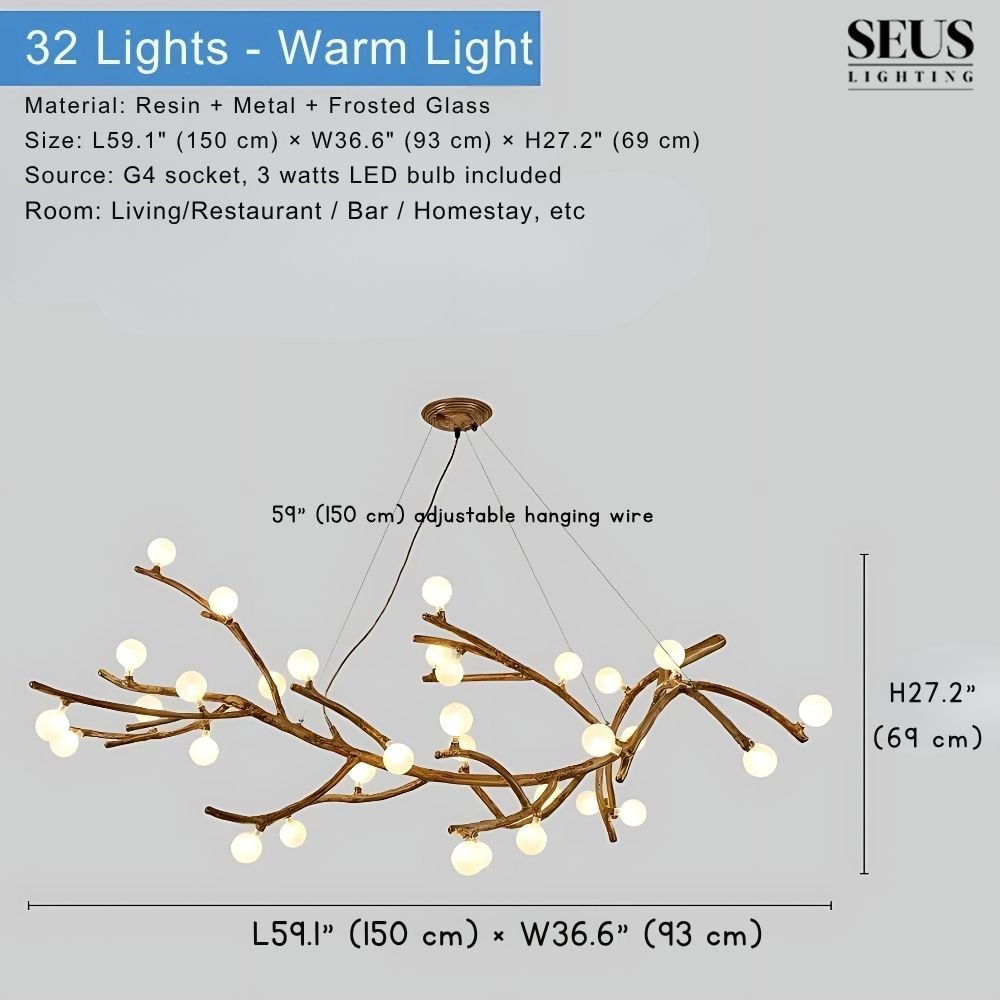Madelyn Rustic Branch Chandelier Frosted/Clear Ball - Zelno Lighting