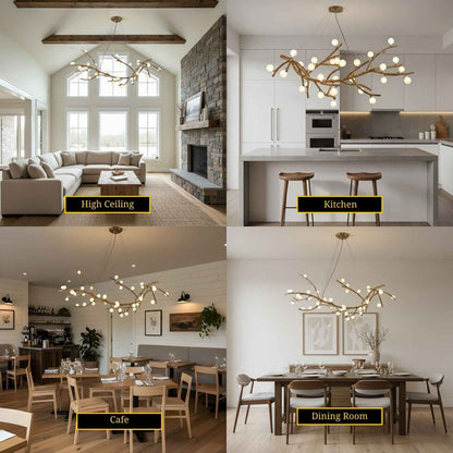 Madelyn Rustic Branch Chandelier Frosted/Clear Ball - Zelno Lighting