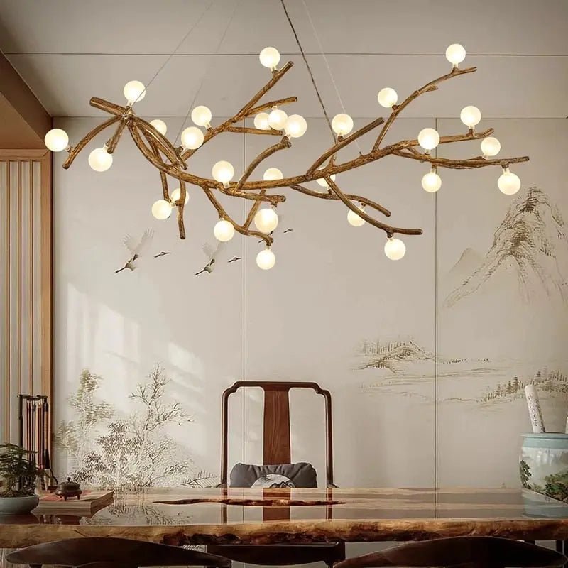 Madelyn Rustic Branch Chandelier Frosted/Clear Ball - Zelno Lighting