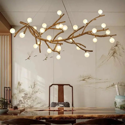 Madelyn Rustic Branch Chandelier Frosted/Clear Ball - Zelno Lighting