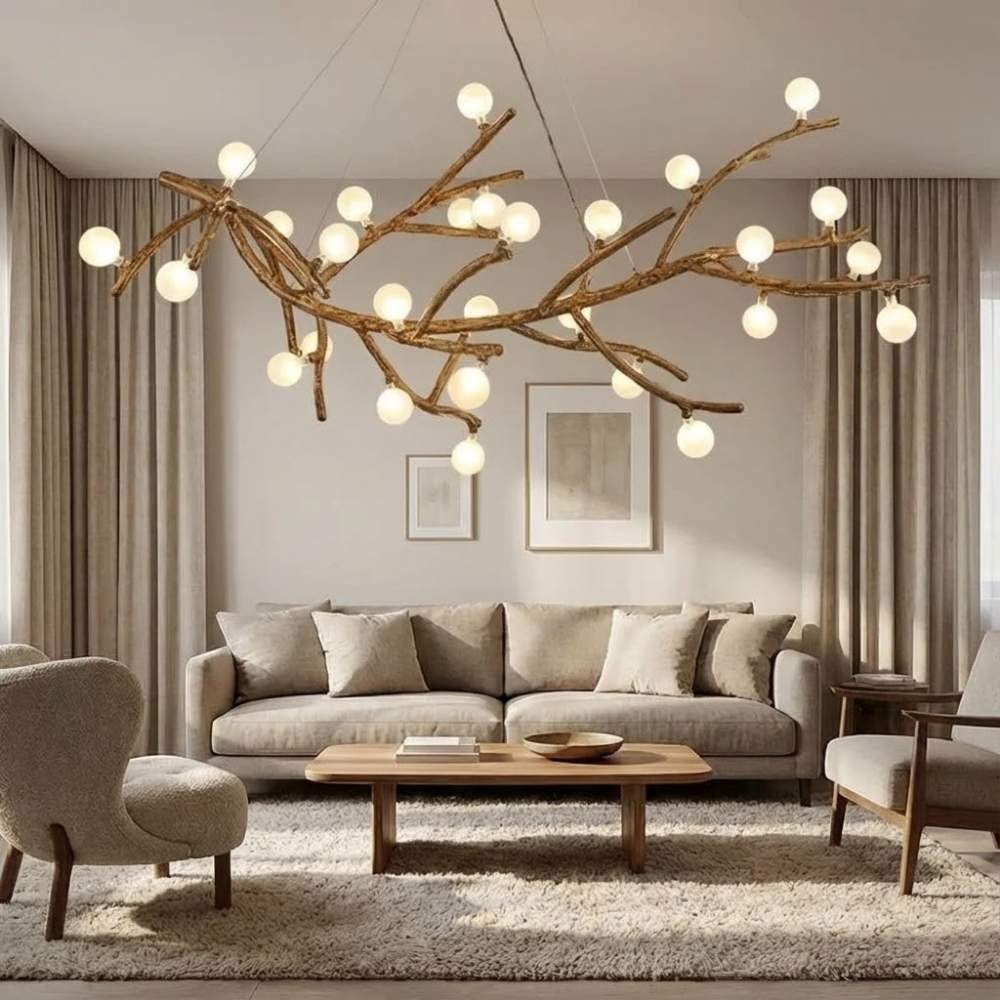 Madelyn Rustic Branch Chandelier Frosted/Clear Ball - Zelno Lighting
