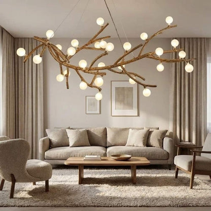Madelyn Rustic Branch Chandelier Frosted/Clear Ball - Zelno Lighting