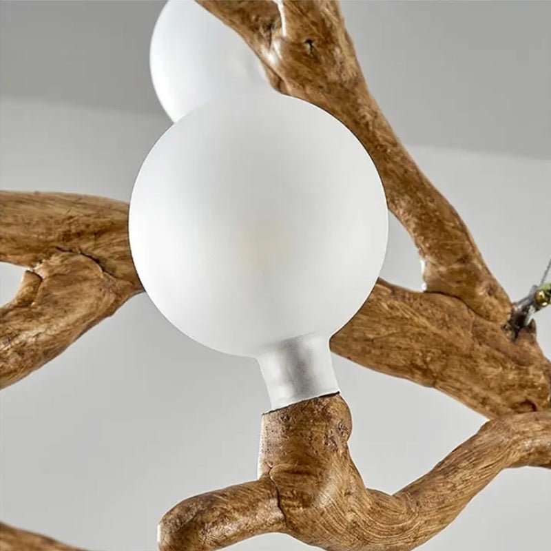 Madelyn Rustic Branch Chandelier Frosted/Clear Ball - Zelno Lighting