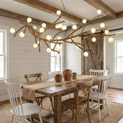 Madelyn Rustic Branch Chandelier Frosted/Clear Ball - Zelno Lighting