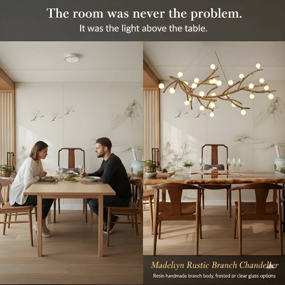 Madelyn Rustic Branch Chandelier Frosted/Clear Ball - Zelno Lighting