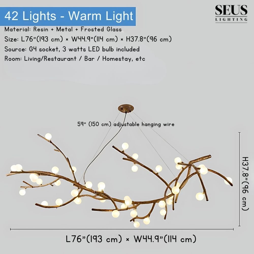 Madelyn Rustic Branch Chandelier Frosted/Clear Ball - Zelno Lighting