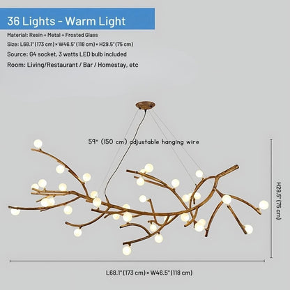Madelyn Rustic Branch Chandelier Frosted/Clear Ball - Zelno Lighting