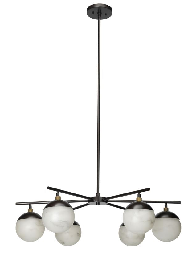 Maelis Alabaster 6 Light Chandelier for Bedroom, Living Room - Zelno