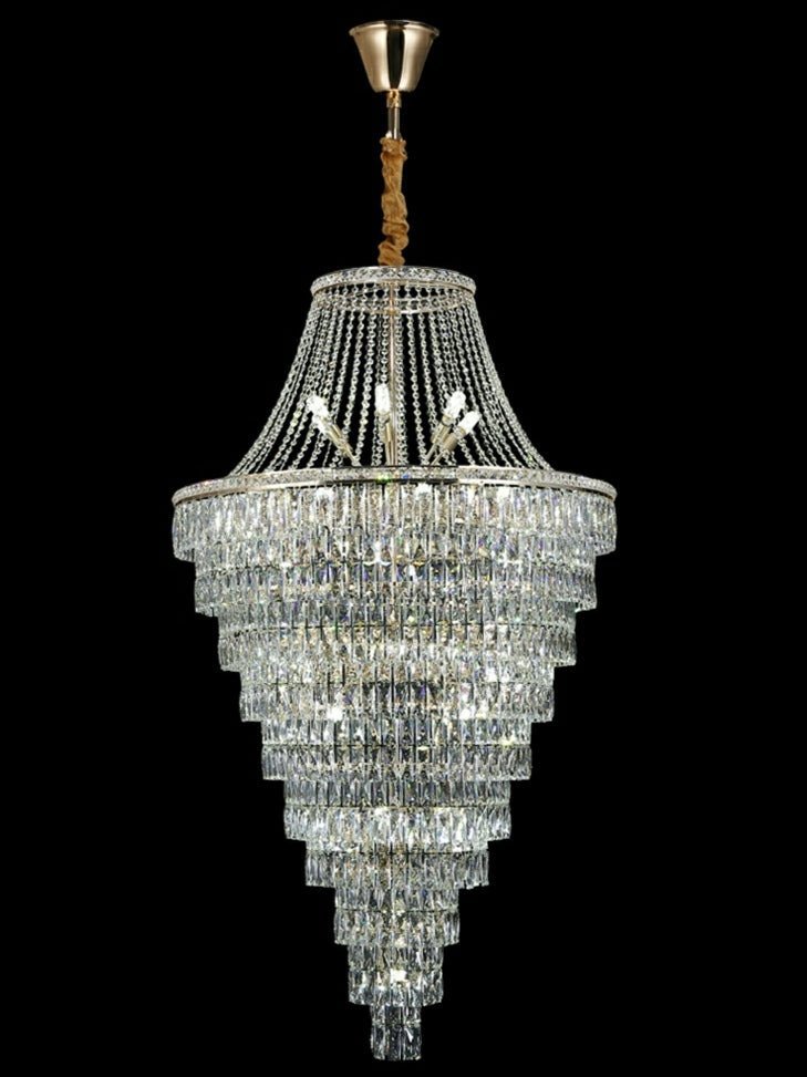Magnificent Extra Large Foyer Hall Chandelier Tiered Crystal Ceiling Lighting Fixture For Living Room Decor - Zelno Lighting