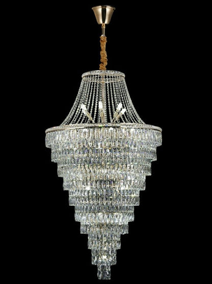 Magnificent Extra Large Foyer Hall Chandelier Tiered Crystal Ceiling Lighting Fixture For Living Room Decor - Zelno Lighting