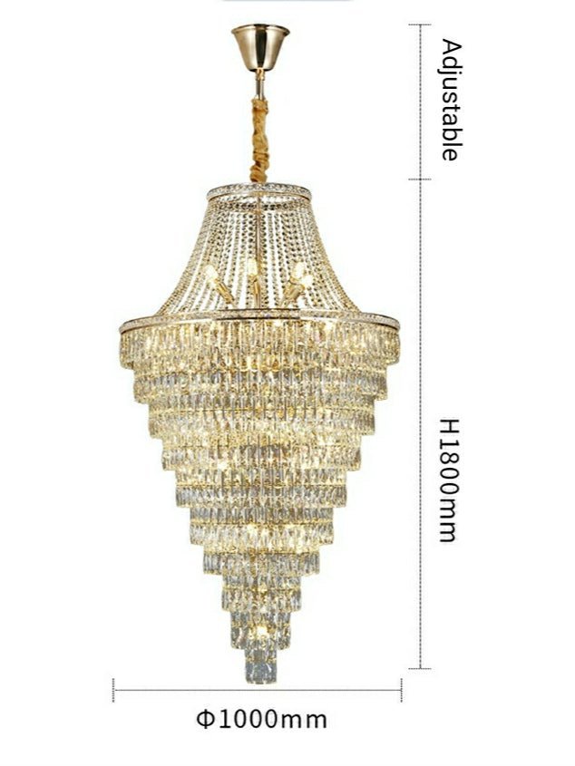 Magnificent Extra Large Foyer Hall Chandelier Tiered Crystal Ceiling Lighting Fixture For Living Room Decor - Zelno Lighting