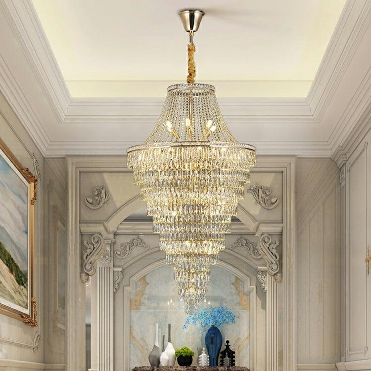 Magnificent Extra Large Foyer Hall Chandelier Tiered Crystal Ceiling Lighting Fixture For Living Room Decor - Zelno Lighting