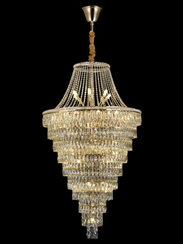 Magnificent Extra Large Foyer Hall Chandelier Tiered Crystal Ceiling Lighting Fixture For Living Room Decor - Zelno Lighting