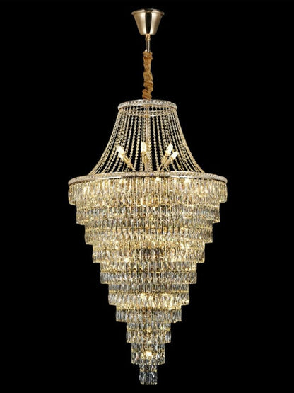 Magnificent Extra Large Foyer Hall Chandelier Tiered Crystal Ceiling Lighting Fixture For Living Room Decor - Zelno Lighting