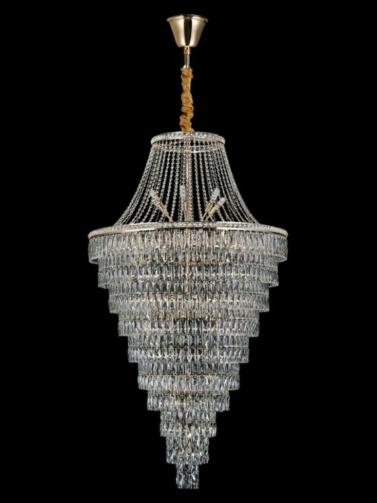 Magnificent Extra Large Foyer Hall Chandelier Tiered Crystal Ceiling Lighting Fixture For Living Room Decor - Zelno Lighting