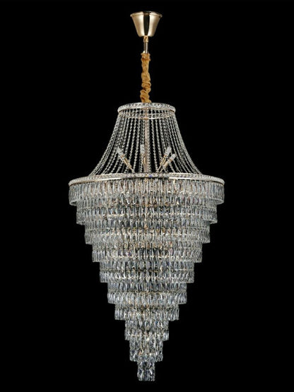 Magnificent Extra Large Foyer Hall Chandelier Tiered Crystal Ceiling Lighting Fixture For Living Room Decor - Zelno Lighting
