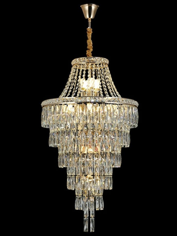 Magnificent Extra Large Foyer Hall Chandelier Tiered Crystal Ceiling Lighting Fixture For Living Room Decor - Zelno Lighting