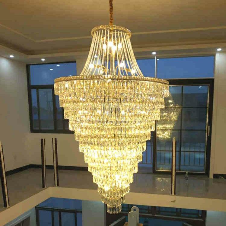 Magnificent Extra Large Foyer Hall Chandelier Tiered Crystal Ceiling Lighting Fixture For Living Room Decor - Zelno Lighting