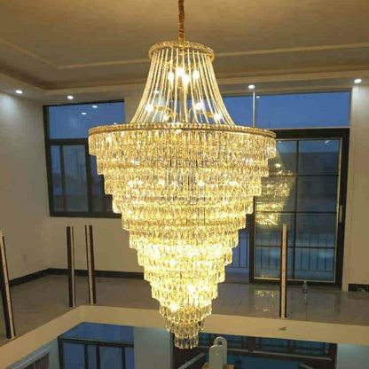 Magnificent Extra Large Foyer Hall Chandelier Tiered Crystal Ceiling Lighting Fixture For Living Room Decor - Zelno Lighting
