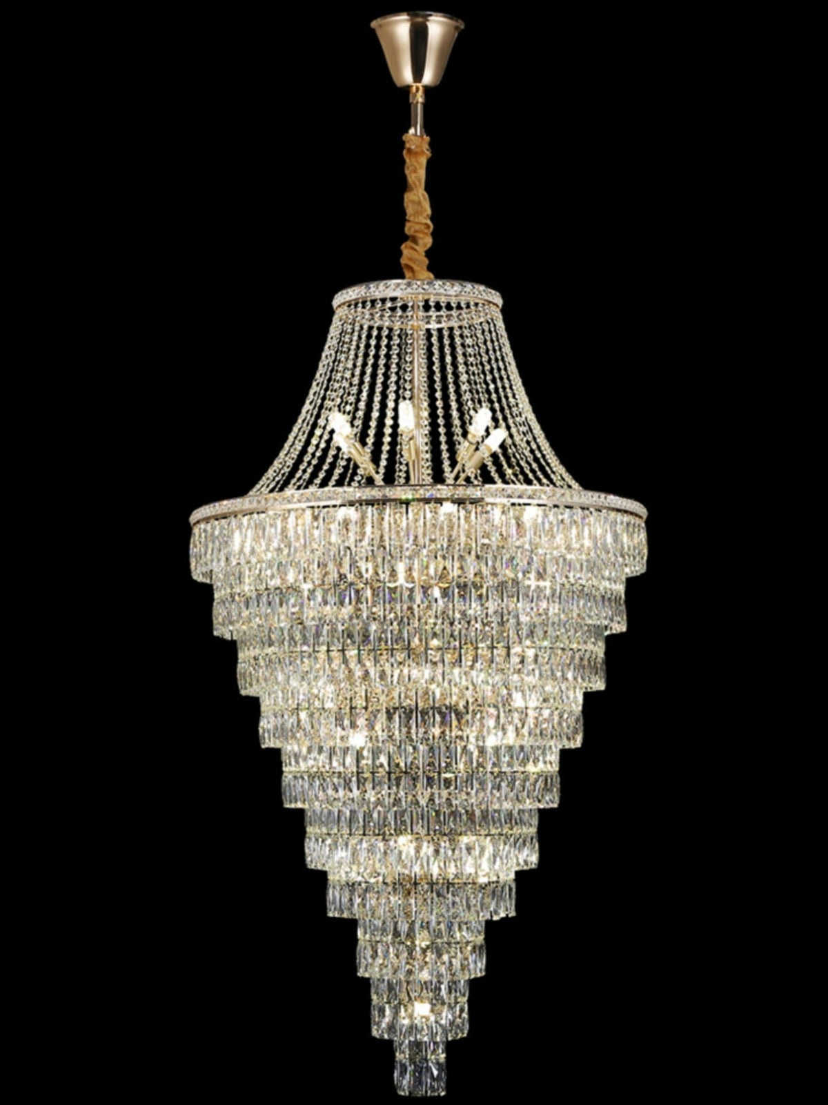 Magnificent Extra Large Foyer Hall Chandelier Tiered Crystal Ceiling Lighting Fixture For Living Room Decor - Zelno Lighting