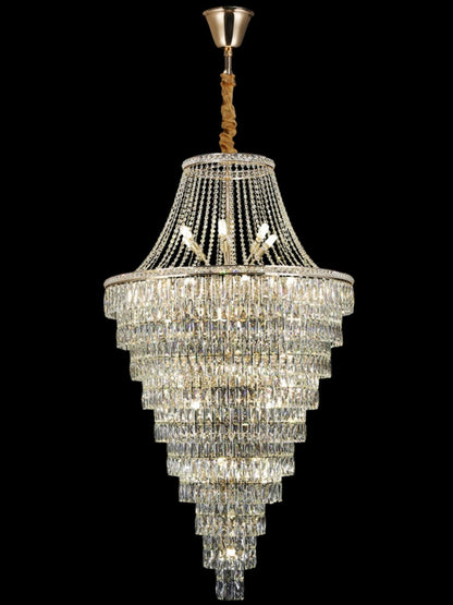 Magnificent Extra Large Foyer Hall Chandelier Tiered Crystal Ceiling Lighting Fixture For Living Room Decor - Zelno Lighting