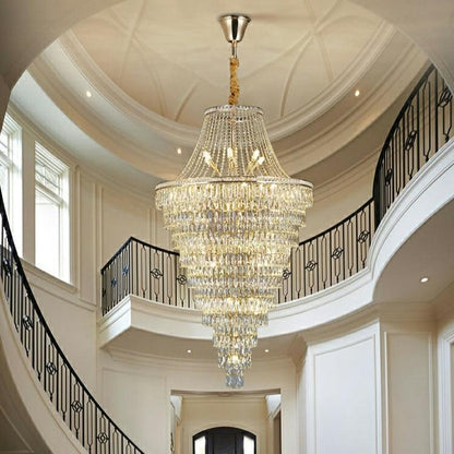 Magnificent Extra Large Foyer Hall Chandelier Tiered Crystal Ceiling Lighting Fixture For Living Room Decor - Zelno Lighting