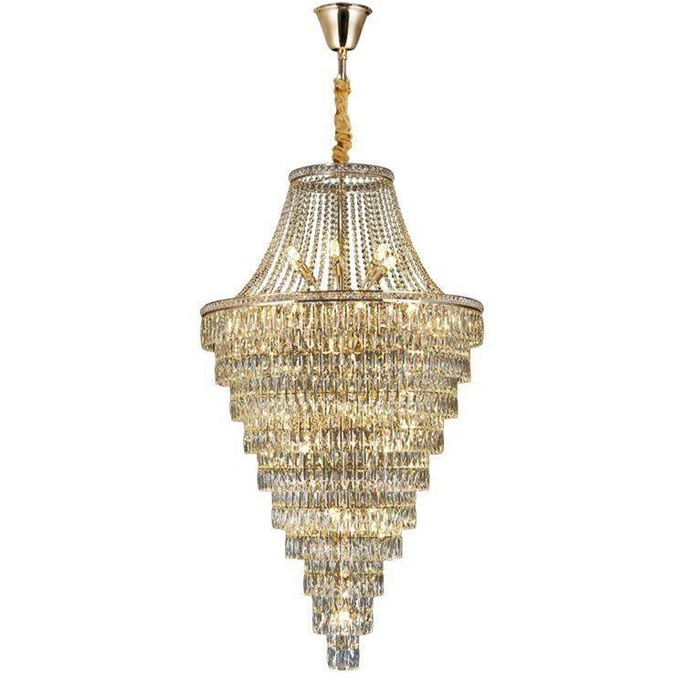 Magnificent Extra Large Foyer Hall Chandelier Tiered Crystal Ceiling Lighting Fixture For Living Room Decor - Zelno Lighting
