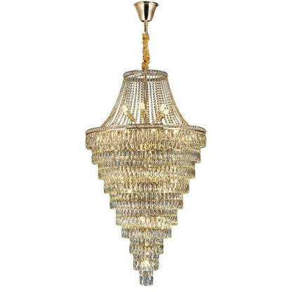 Magnificent Extra Large Foyer Hall Chandelier Tiered Crystal Ceiling Lighting Fixture For Living Room Decor - Zelno Lighting