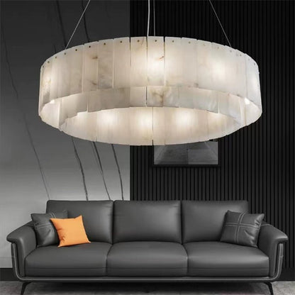 Mancy Alabaster 2-Tier Round Chandelier - Zelno
