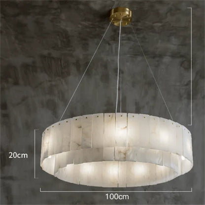 Mancy Alabaster 2-Tier Round Chandelier - Zelno