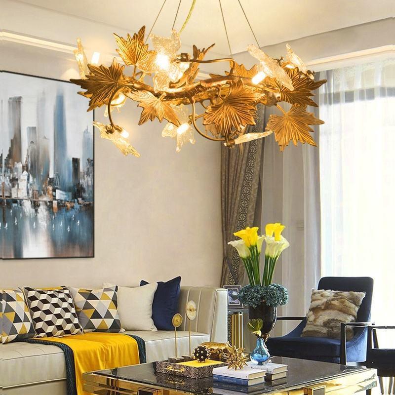 Maple Leaf Branch Chandelier - Zelno Lighting