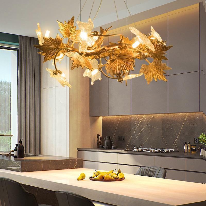 Maple Leaf Branch Chandelier - Zelno Lighting