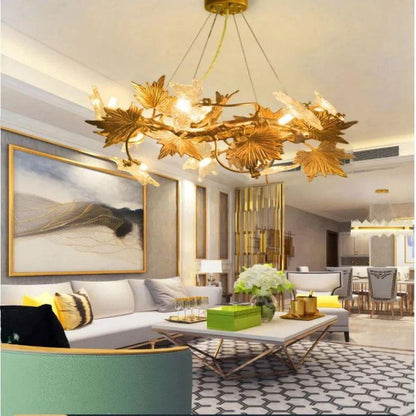 Maple Leaf Branch Chandelier - Zelno Lighting