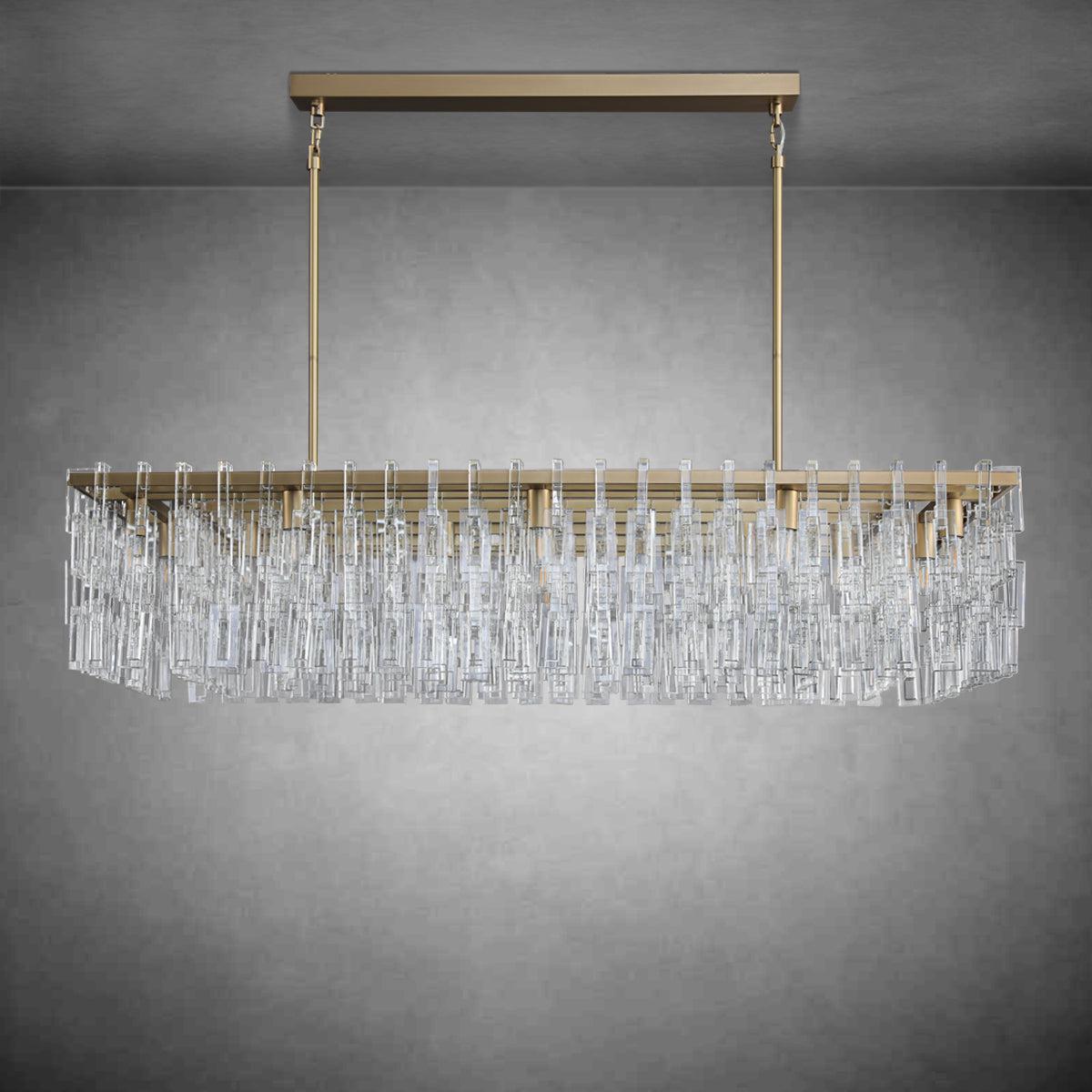 Marigan Modern Rectangular Crystal Chandelier 60" - Zelno