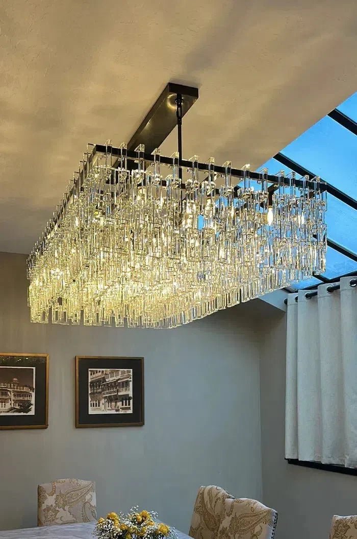 Marigan Modern Rectangular Crystal Chandelier 60" - Zelno