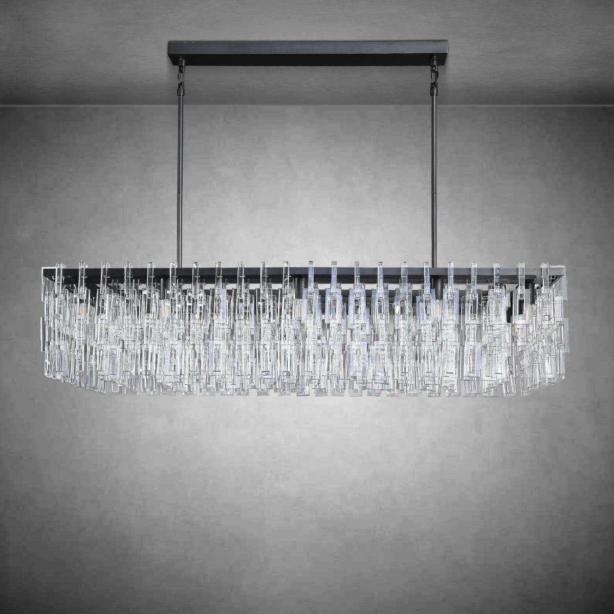 Marigan Modern Rectangular Crystal Chandelier 60" - Zelno