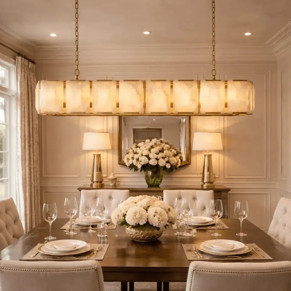 Marlow Alabaster Rectangular Chandelier - Zelno