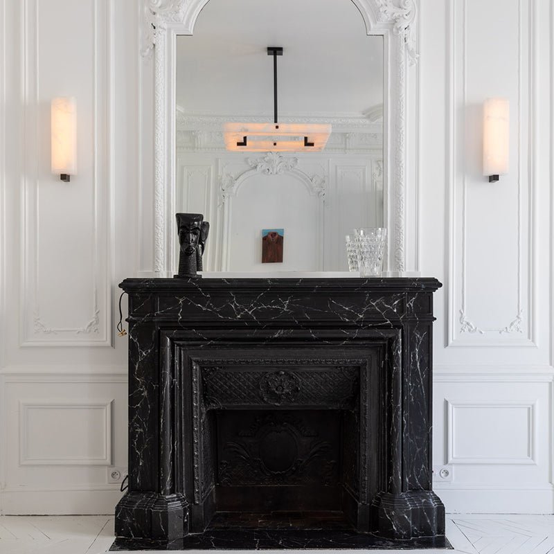 Maxine Modern Square Alabaster Living Room Chandelier - Zelno Lighting