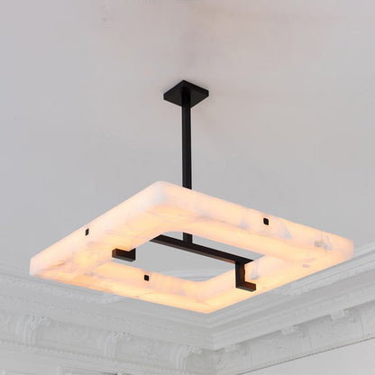 Maxine Modern Square Alabaster Living Room Chandelier - Zelno Lighting