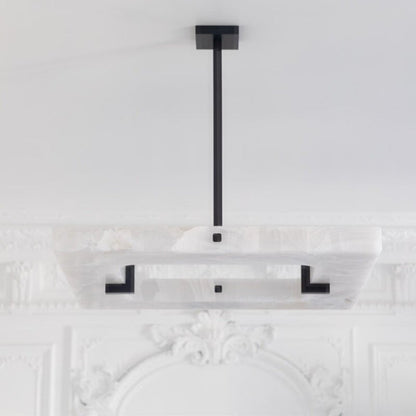 Maxine Modern Square Alabaster Living Room Chandelier - Zelno Lighting