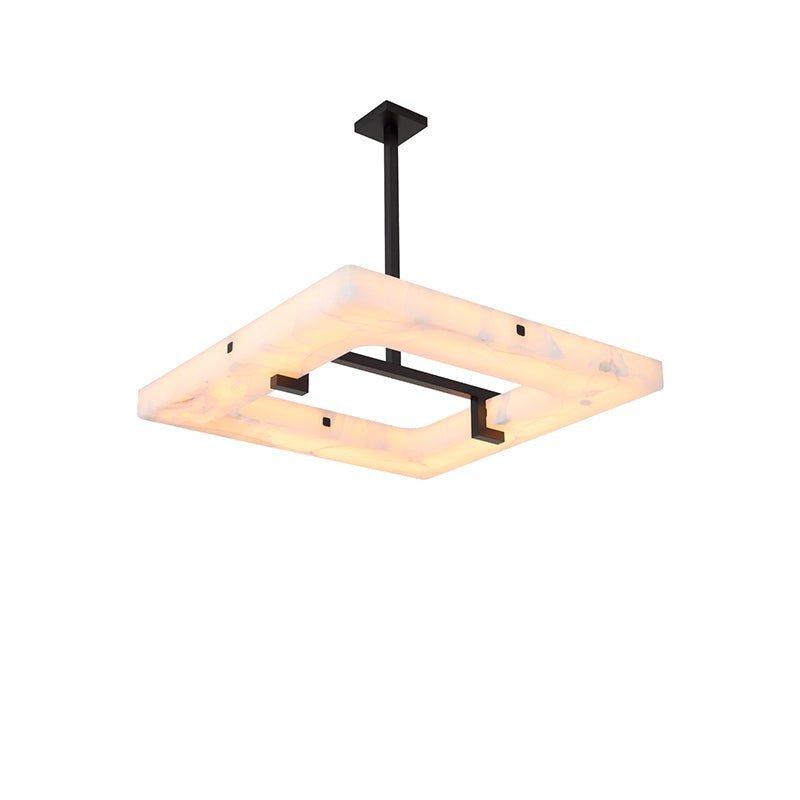 Maxine Modern Square Alabaster Living Room Chandelier - Zelno Lighting