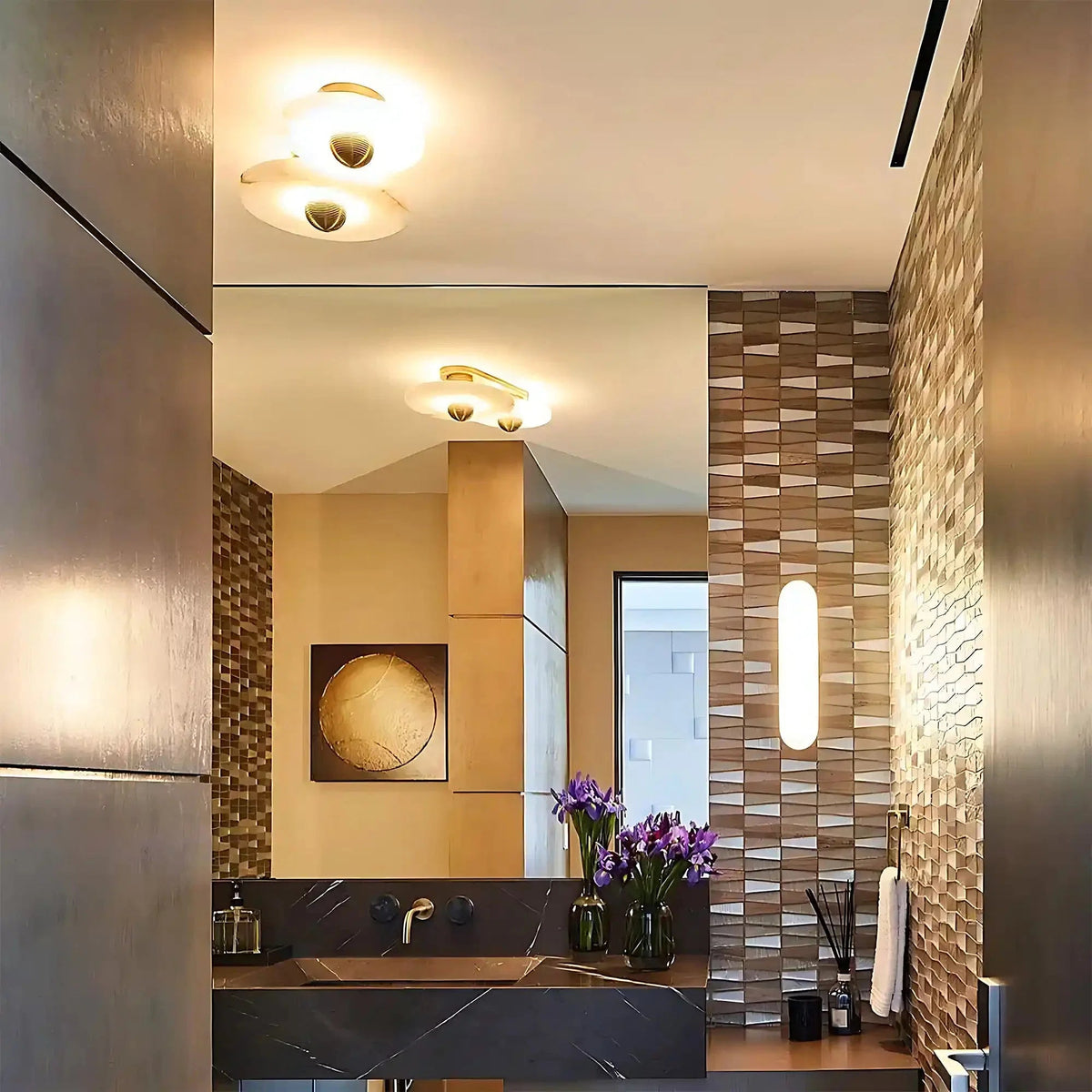 Median Alabaster Flush mount - 2 Surface - Zelno Lighting
