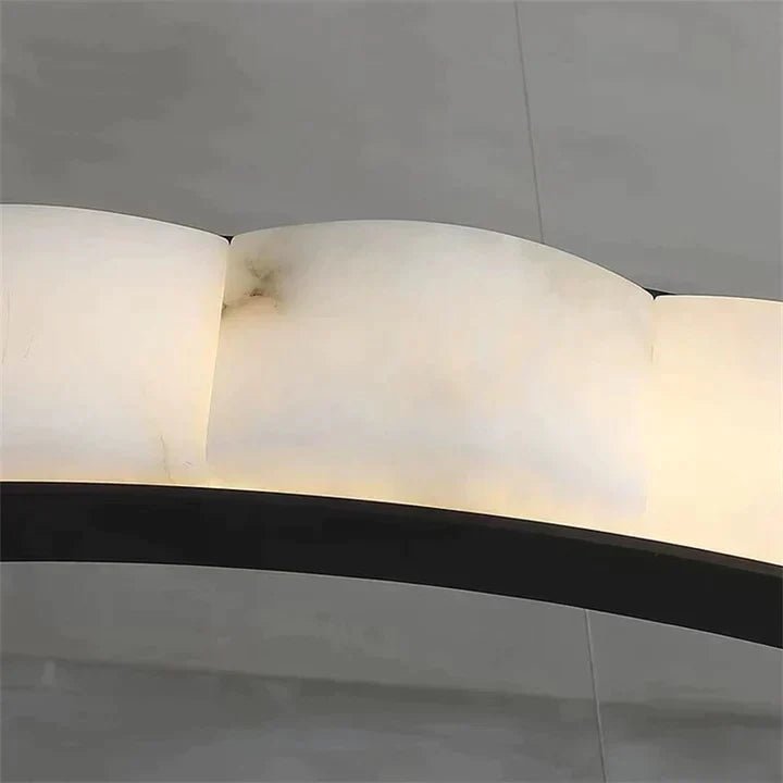 Melonie Moden Alabaster Round Chandelier Black Over Dining Table - Zelno