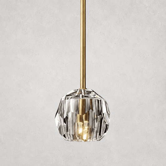 Meridian Clear Cristal Glass Rod Pendant - Zelno