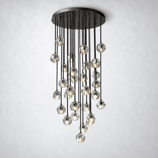 Meridian Clear Crystal Cluster Chandelier 30" - Zelno