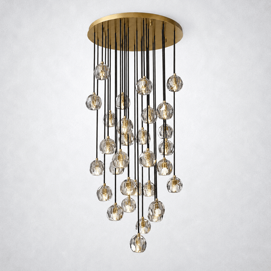 Meridian Clear Crystal Cluster Chandelier 30" - Zelno
