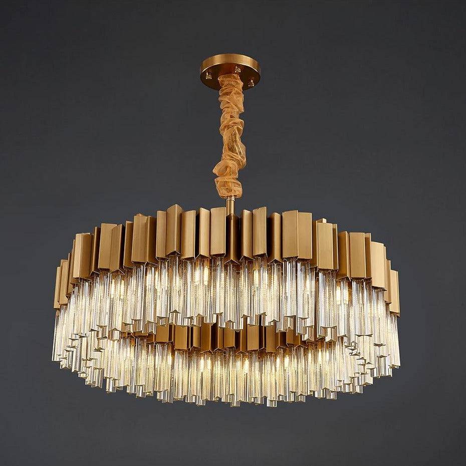 Milano Brushed Gold Crystal Chandelier - Zelno Lighting
