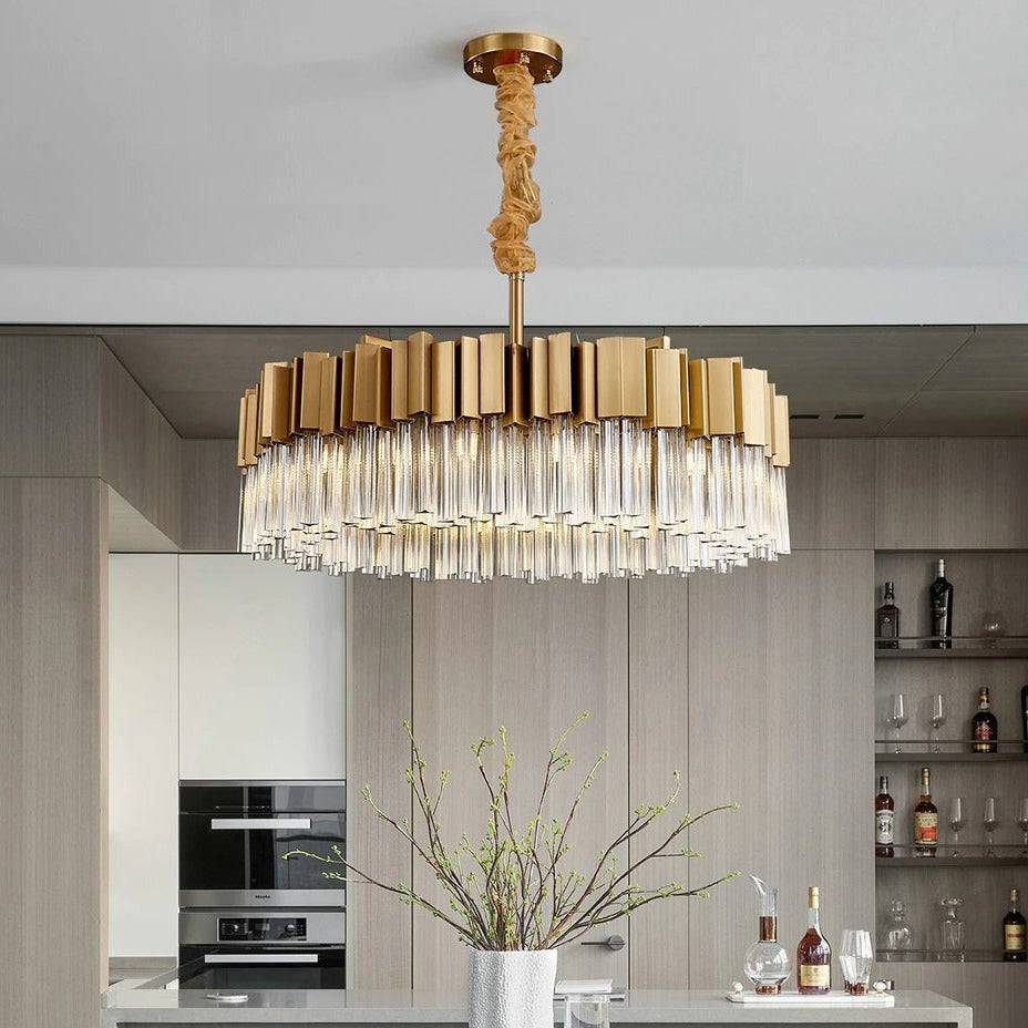 Milano Brushed Gold Crystal Chandelier - Zelno Lighting